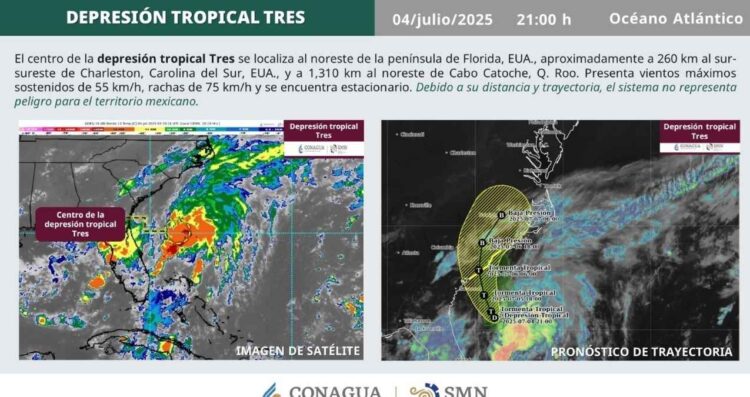 ¿La Depresión Tropical Tres afectará a México este fin de semana?