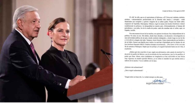 Beatriz Gutiérrez Müller, esposa de AMLO, desmiente que se haya ido a vivir a España