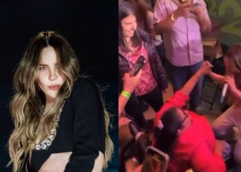 Belinda baja del escenario para abrazar a fan en San Luis Potosí
