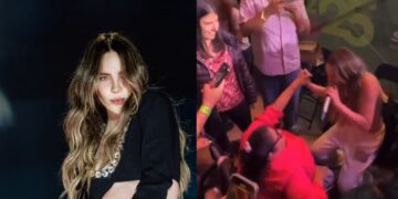 Belinda baja del escenario para abrazar a fan en San Luis Potosí