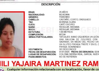 Buscan a Yeimili Yajaira Martínez Ramírez, que se encuentra desaparecida en García, NL