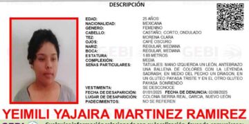 Buscan a Yeimili Yajaira Martínez Ramírez, que se encuentra desaparecida en García, NL