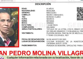 Buscan a adulto mayor, quien desapareció tras abordar un camión en Santa Catarina, Nuevo León