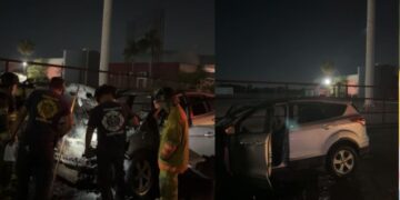 Camioneta se incendia en Matamoros, Tamaulipas