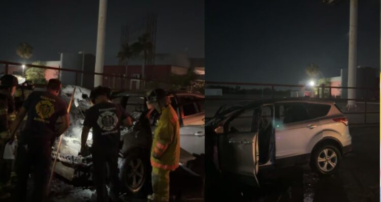 Camioneta se incendia en Matamoros, Tamaulipas