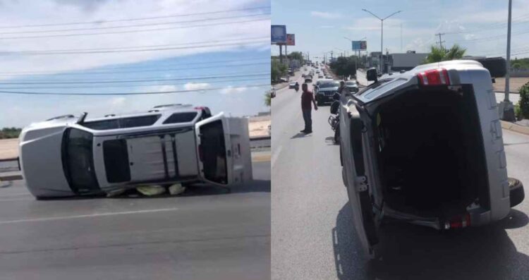 Camioneta vuelca en Reynosa, Tamaulipas y deja 3 personas lesionadas