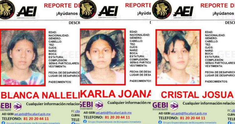 Desaparecen 3 hermanas en García, Nuevo León; autoridades piden apoyo para encontrarlas