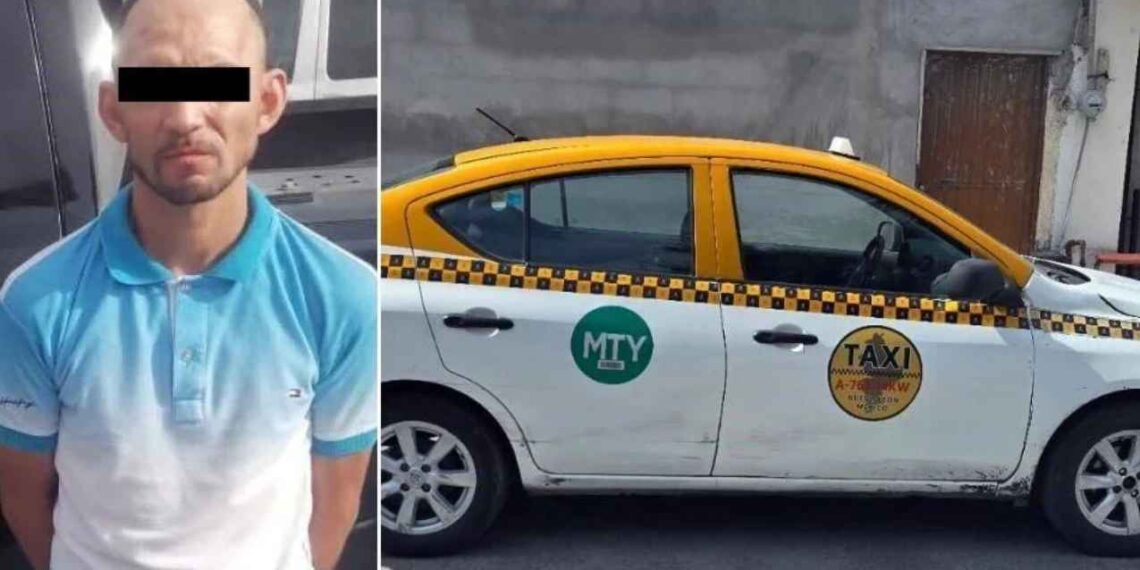 Hombre es sorprendido manejando un taxi robado en Monterrey, NL