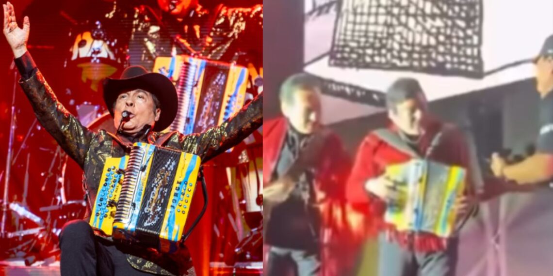 Jorge Hernández, vocalista de Los Tigres del Norte, sufre fuerte caída en pleno concierto