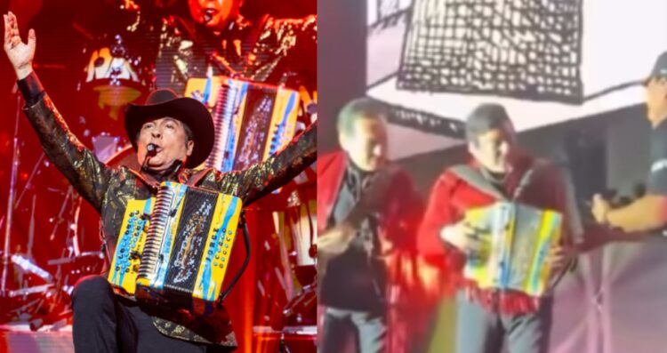Jorge Hernández, vocalista de Los Tigres del Norte, sufre fuerte caída en pleno concierto