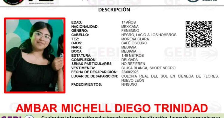 Jovencita es reportada como desaparecida en Ciénega de Flores, Nuevo León