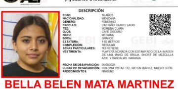 Piden apoyo para localizar a una jovencita que se encuentra desaparecida en Juárez, Nuevo León