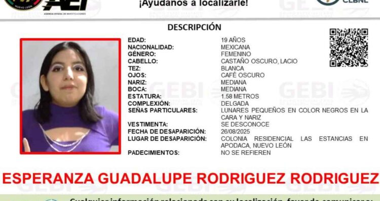 Reportan desaparición de joven en Apodaca, Nuevo León