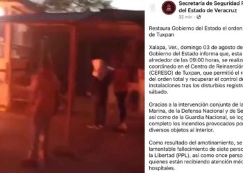 Restablecen el orden en el penal de Tuxpan, Veracruz, tras motín que dejó 7 muertos y varios heridos