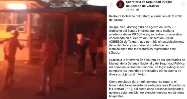 Restablecen el orden en el penal de Tuxpan, Veracruz, tras motín que dejó 7 muertos y varios heridos
