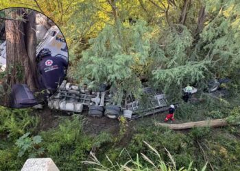Trailero muere tras perder el control y caer a un arroyo en la Carretera Linares-Montemorelos