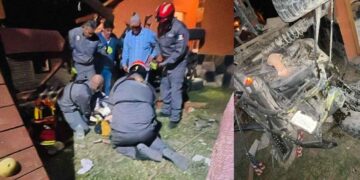 Vehículo RZR se desbarranca y cae sobre una cabaña en la Sierra de Santiago, Nuevo León; hay un muerto y un herido