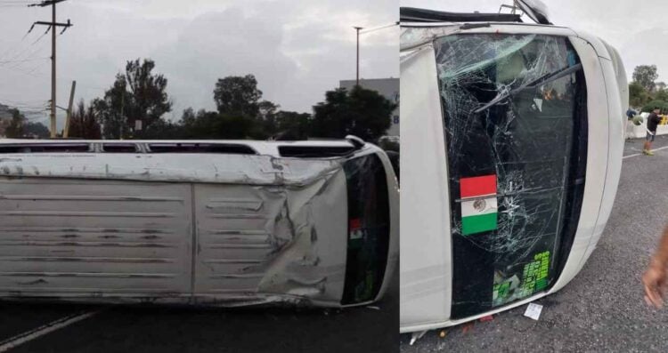 Volcadura de combi en la autopista México-Pachuca deja un muerto y varios lesionados