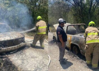 incendio en camioneta General Terán
