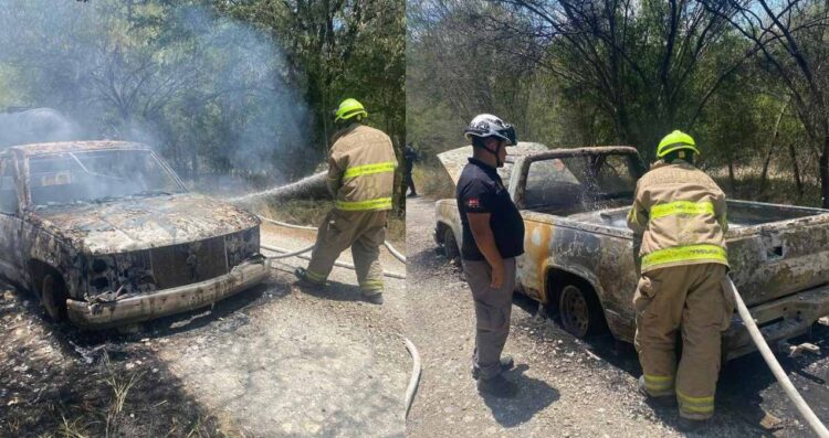 incendio en camioneta General Terán