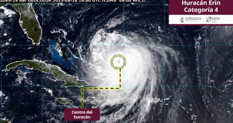 ¿Cuál es la trayectoria actual del huracán Erin en su categoría 4?