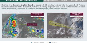 ¿Cuál es la trayectoria de la Depresión tropical Ocho-E?