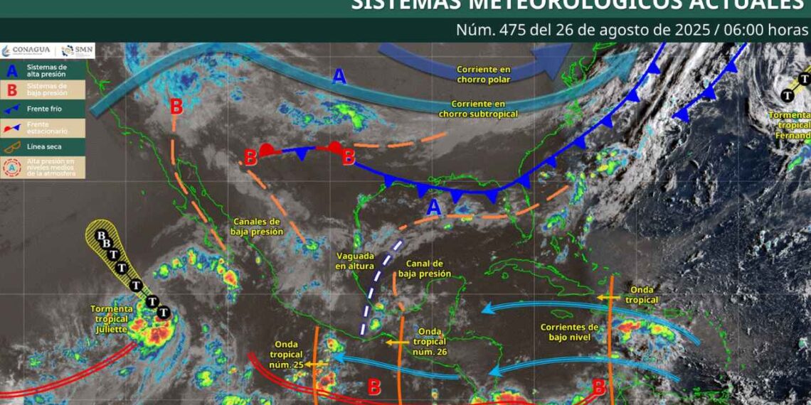 ¿En qué estados se esperan lluvias por la onda tropical No. 25?