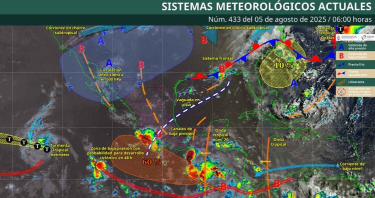 ¿En qué regiones de México ocasionará lluvias la Onda Tropical 20?