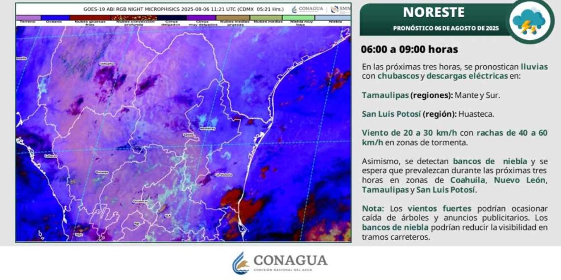 ¿Lluvias y calor para este 6 de agosto en Tamaulipas? Así estará el clima, según el SMN