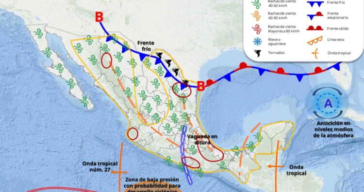 ¿Qué estados de México se verán afectados con el posible ingreso del primer frente frío?