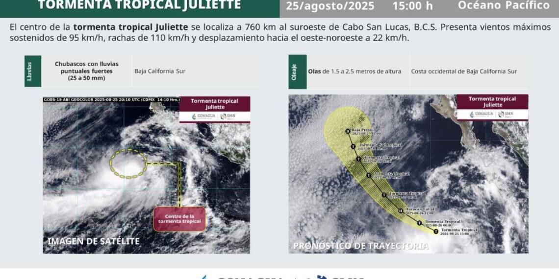 ¿Qué regiones se verán afectadas por la Tormenta Tropical Juliette?