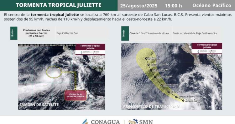 ¿Qué regiones se verán afectadas por la Tormenta Tropical Juliette?