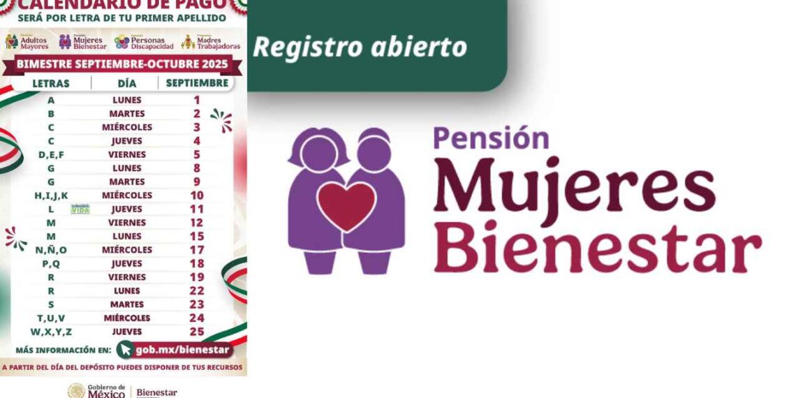 Anuncian calendario de pagos de la Pensión Mujeres Bienestar del bimestre septiembre-octubre