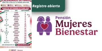 Anuncian calendario de pagos de la Pensión Mujeres Bienestar del bimestre septiembre-octubre