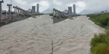 Así luce el río Santa Catarina en Monterrey debido a las fuertes lluvias