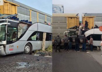 Autobús de pasajeros es embestido por el tren en Atlacomulco, Edomex; reportan varios muertos y heridos
