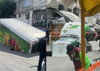 Camión socavón en Iztapalapa