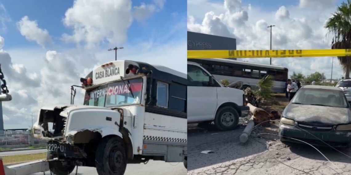 Chofer de pesera pierde el control y provoca accidente en Matamoros, Tamaulipas