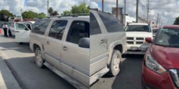 Conductora provoca choque múltiple en Matamoros, Tamaulipas