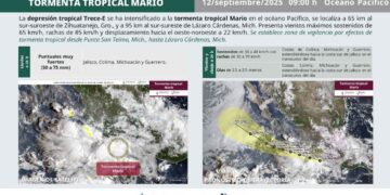 Depresión Tropical Trece-E se intensifica a la Tormenta Tropical Mario: ¿Hacia dónde se desplaza?