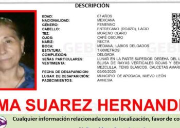 Desaparece adulta mayor en Apodaca, Nuevo León
