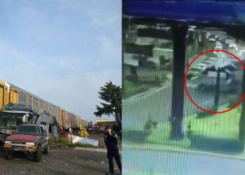 Difunden video del accidente entre autobús de pasajeros y tren que dejó al menos 8 muertos en Atlacomulco, Edomex