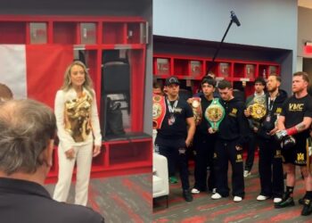 Fey cantó el Himno Nacional en el camerino del Canelo Álvarez