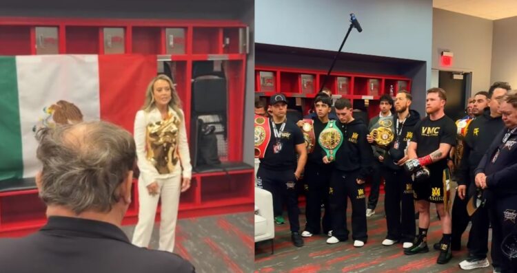 Fey cantó el Himno Nacional en el camerino del Canelo Álvarez