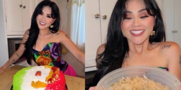 Gomita celebra su cumpleaños con pastel de la bandera de México