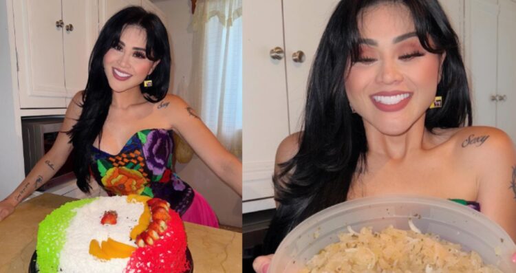 Gomita celebra su cumpleaños con pastel de la bandera de México
