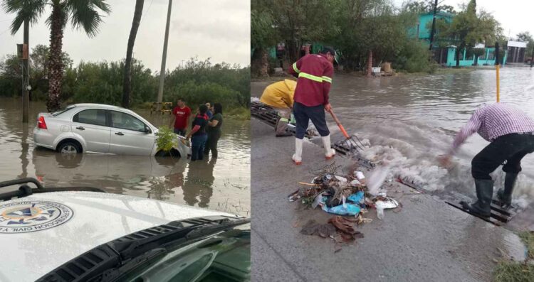 Intensas lluvias en Nuevo Laredo dejan vehículos varados y calles inundadas