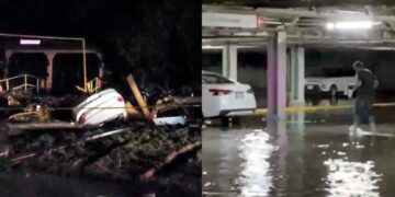 Lluvias en distintas zonas de Nuevo León dejan vehículos varados y personas atrapadas