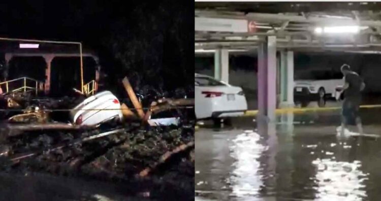 Lluvias en distintas zonas de Nuevo León dejan vehículos varados y personas atrapadas