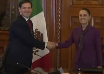 Marco Rubio llega al Palacio Nacional para reunirse con Claudia Sheinbaum